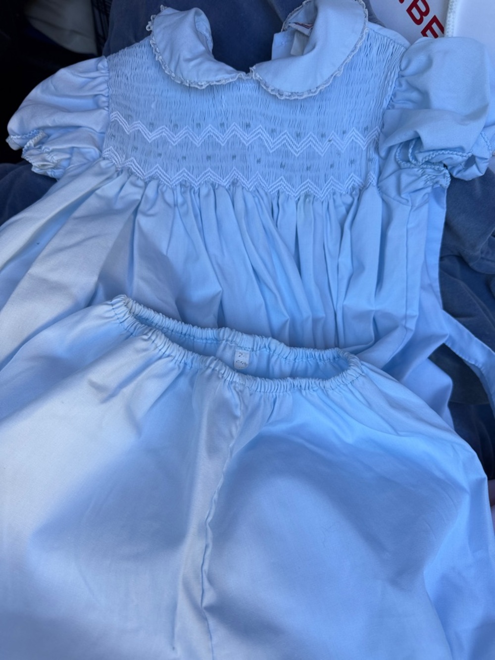 Light Blue Smocked Girls Dress Set